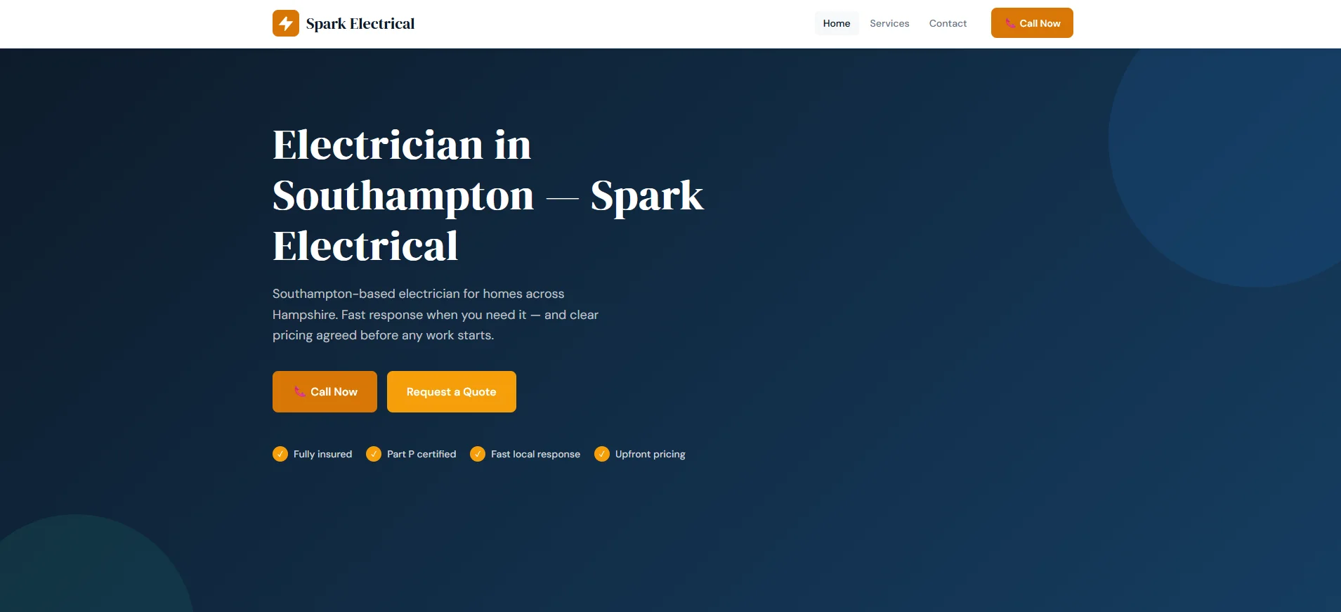 Spark Electrical demo website